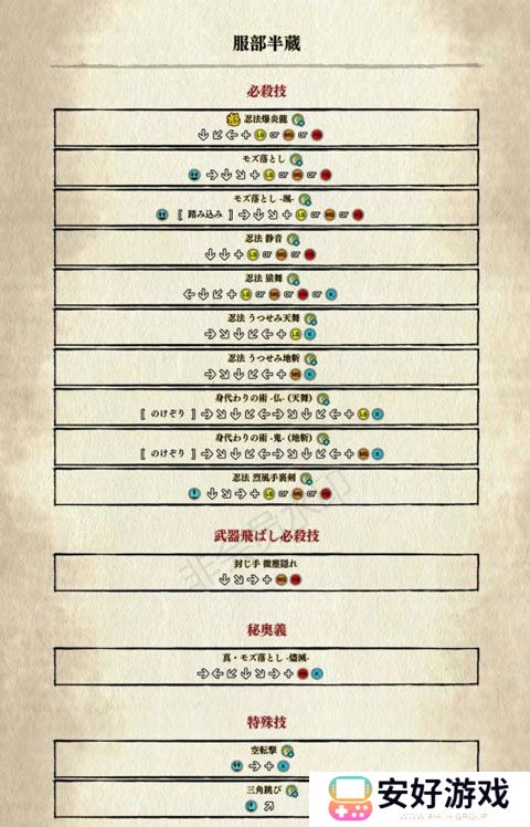 侍魂晓全角色出招表 侍魂晓手机版出招表