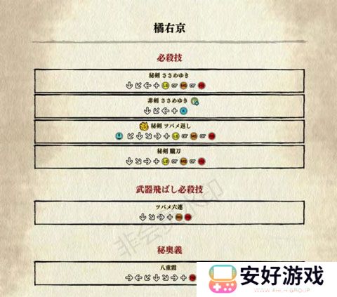 侍魂晓全角色出招表 侍魂晓手机版出招表